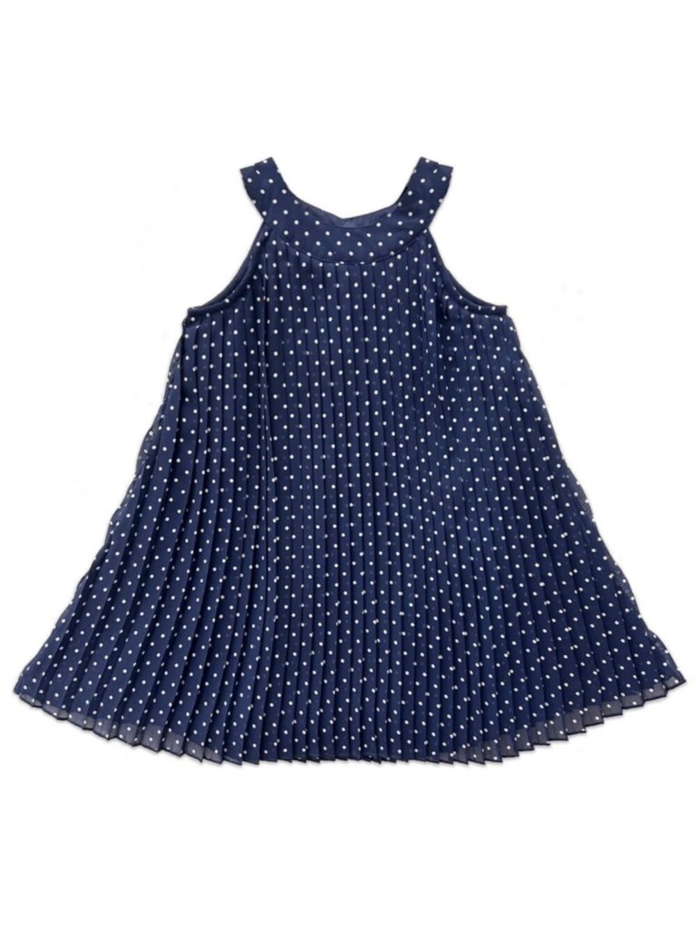 Girls Blueberi Boulevard Navy Polka Dot Pleated Dress Size 6